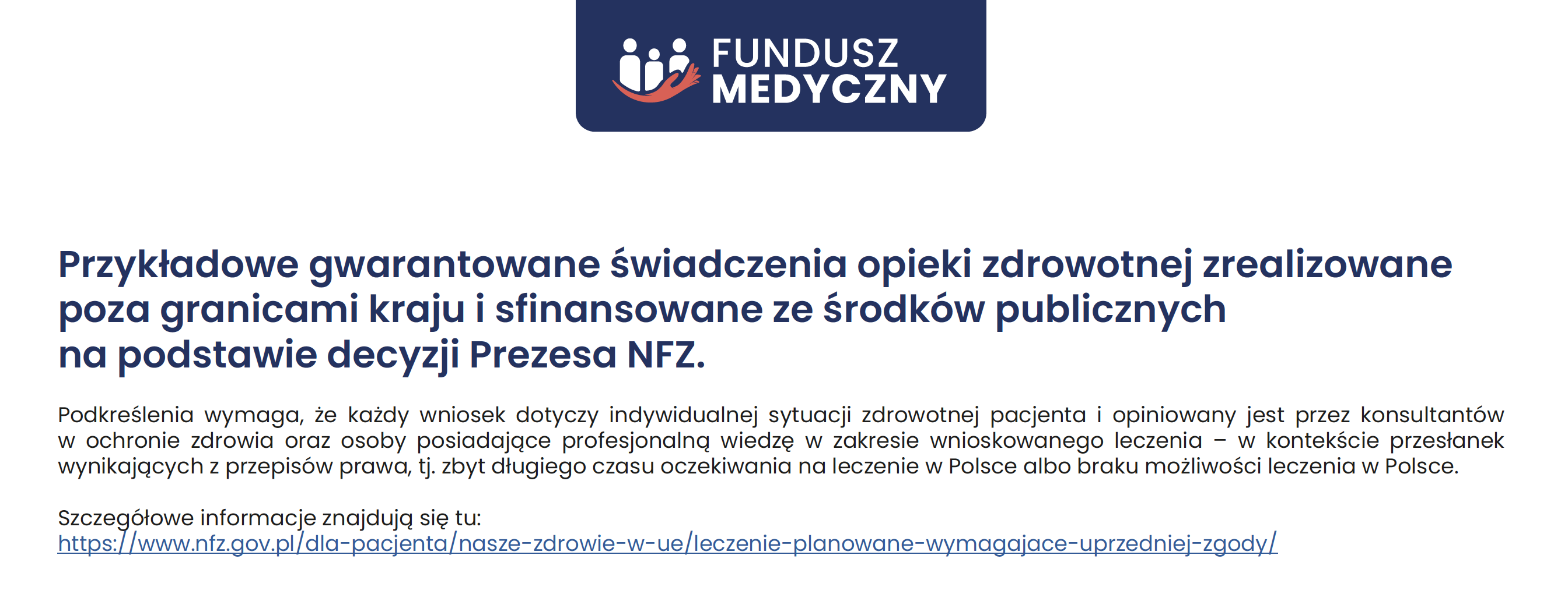 przykładowe gwarantowane świadczenia opieki zdrowotnej