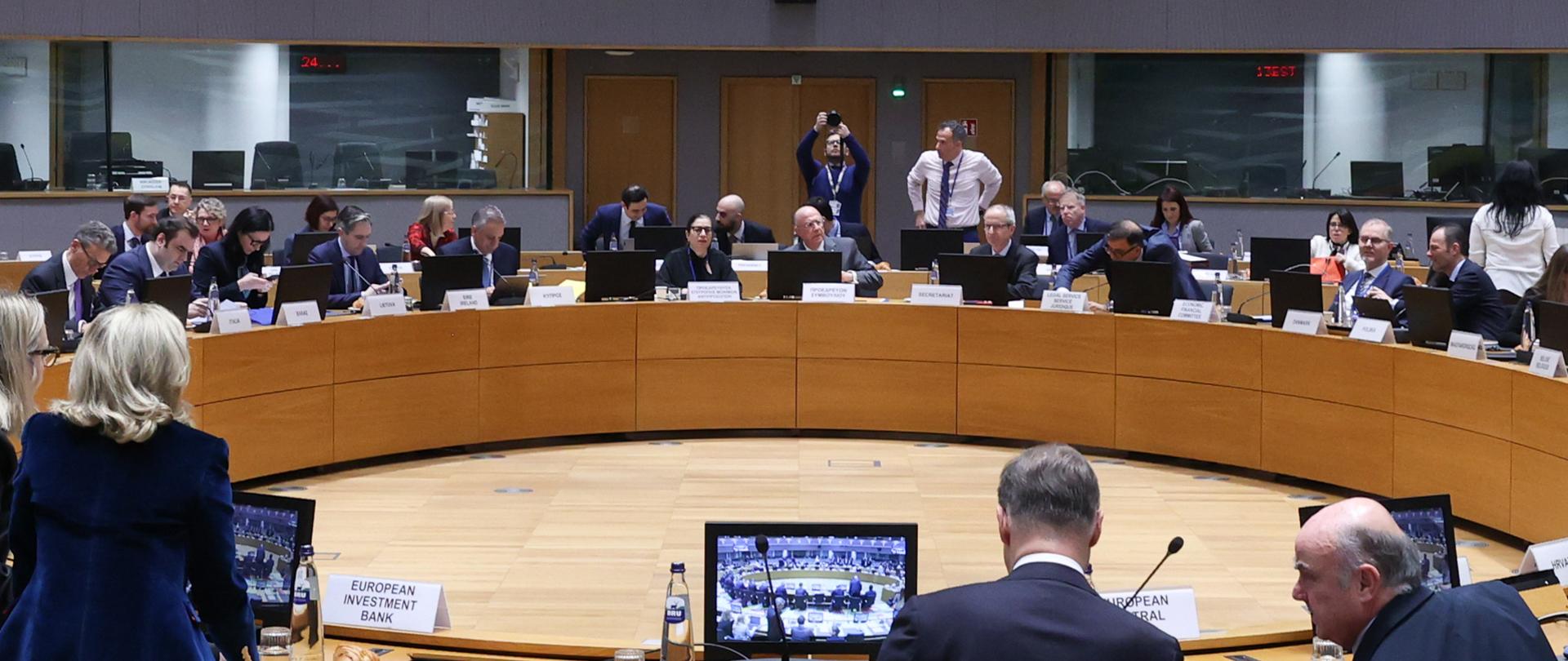 Sala obrad posiedzenia Rady do Spraw Gospodarczych i Finansowych.
