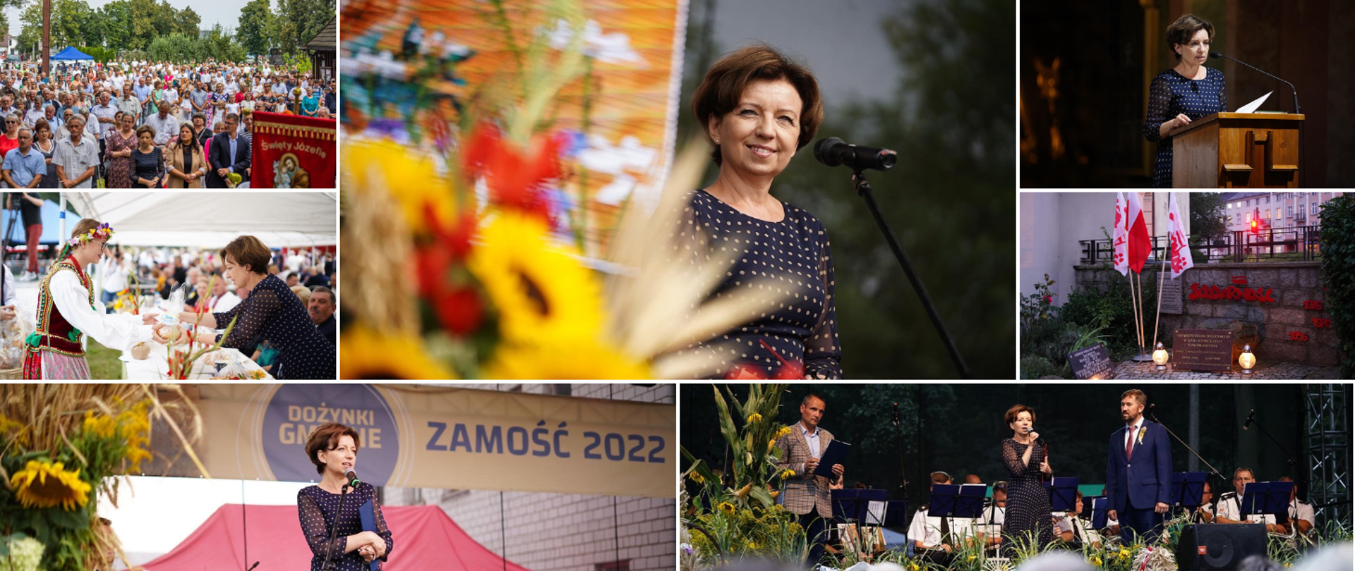 Kolaż zdjęć z wizyty minister Maląg w Wielkopolsce