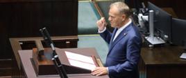 Premier Donald Tusk podczas przemówienia w Sejmie 20.05.2025 r.