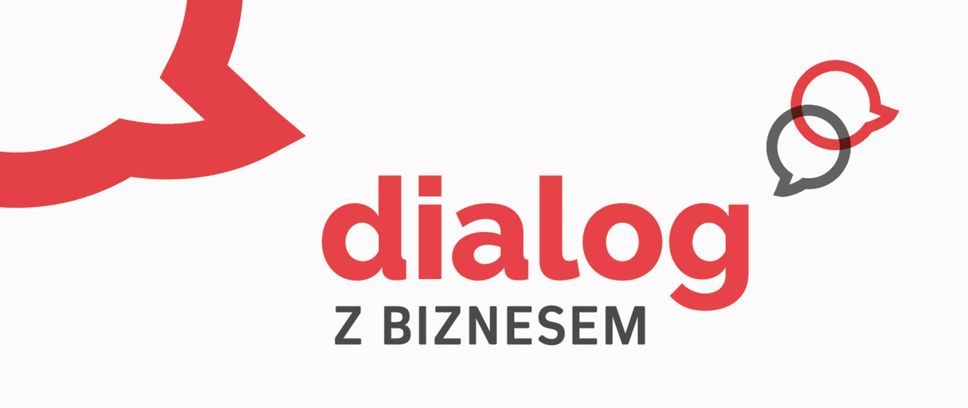 Baner a na białym tle z napisem dialog z biznesem