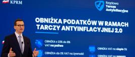 Premier Mateusz Morawiecki podczas konferencji prasowej