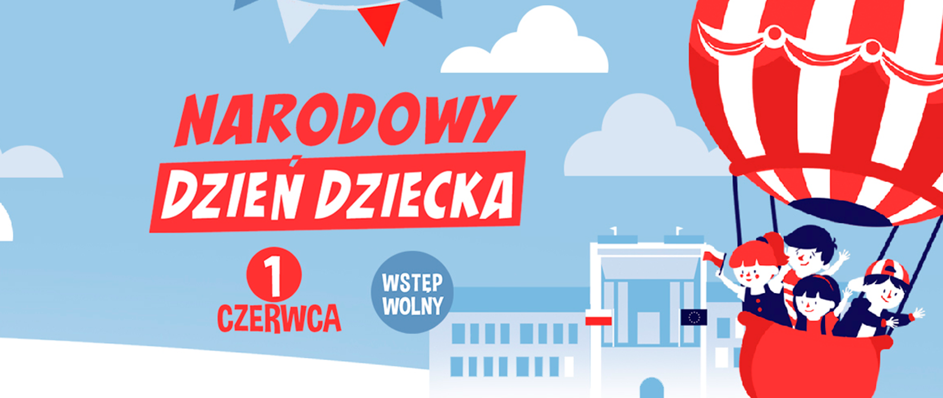 Grafika z napisem Narodowy Dzień Dziecka 1 czerwca