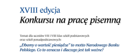 Plakat informujący o Konkursie NBP na pracę pisemną.