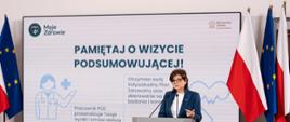 Zdjęcie z konferencji prasowej dotyczącej programu Moje Zdrowie – minister zdrowia Izabela Leszczyna.