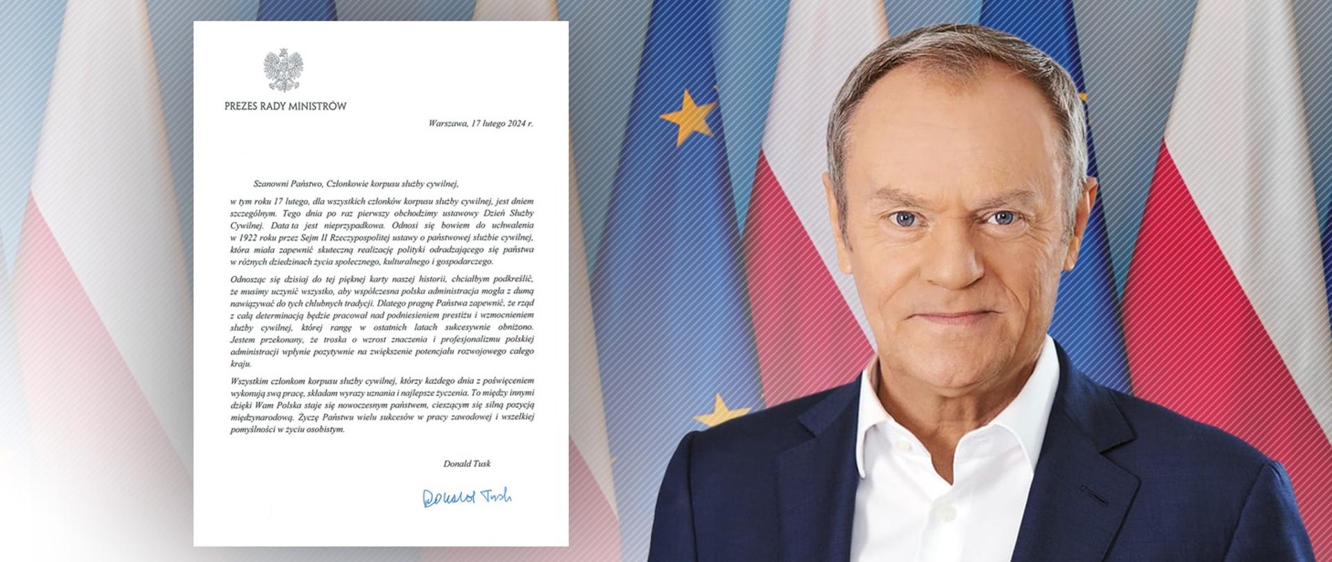 Premier Donald Tusk z życzeniami dla Służby Cywilnej.