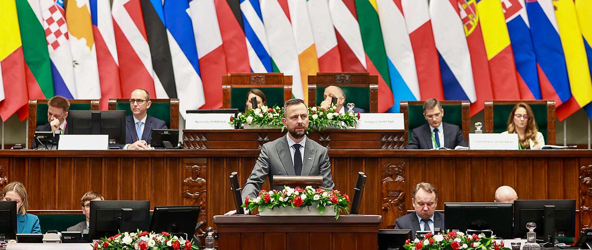 24 marca 2025 r. w Sejmie odbyła się Konferencja Międzyparlamentarna ds. Wspólnej Polityki Zagranicznej i Bezpieczeństwa oraz Wspólnej Polityki Bezpieczeństwa i Obrony z udziałem Władysława Kosiniaka-Kamysza, wicepremiera - ministra obrony narodowej. Fot. Krzysztof Niedziela/MON 