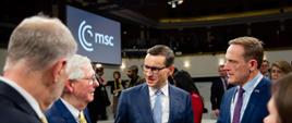 Premier Mateusz Morawiecki podczas 59. Monachijskiej Konferencji Bezpieczeństwa w trakcie debaty Conflict Zone Townhall „Spotlight”.