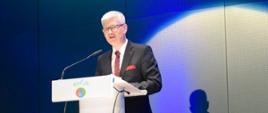 Sekretarz stanu w Ministerstwie Klimatu, pełnomocnik rządu ds. odnawialnych źródeł energii Ireneusz Zyska podczas konferencji "Wysoka jakość powietrza wyzwaniem XXI wieku"