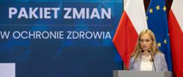 zdjęcie minister zdrowia Jolanty Sobierańskiej-Grendy z konferencji prasowej nt. planowanych zmian w ochronie zdrowia