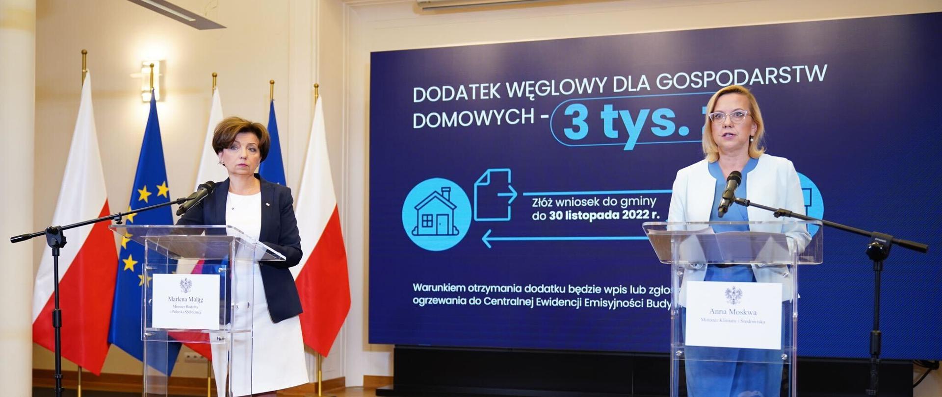 wspólna konferencja minister Anny Moskwy i minister Marleny Maląg