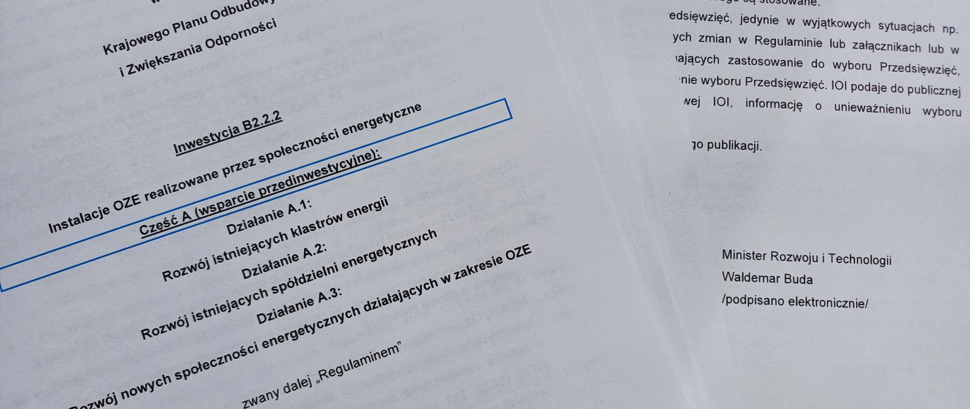 Zdjęcie regulaminu