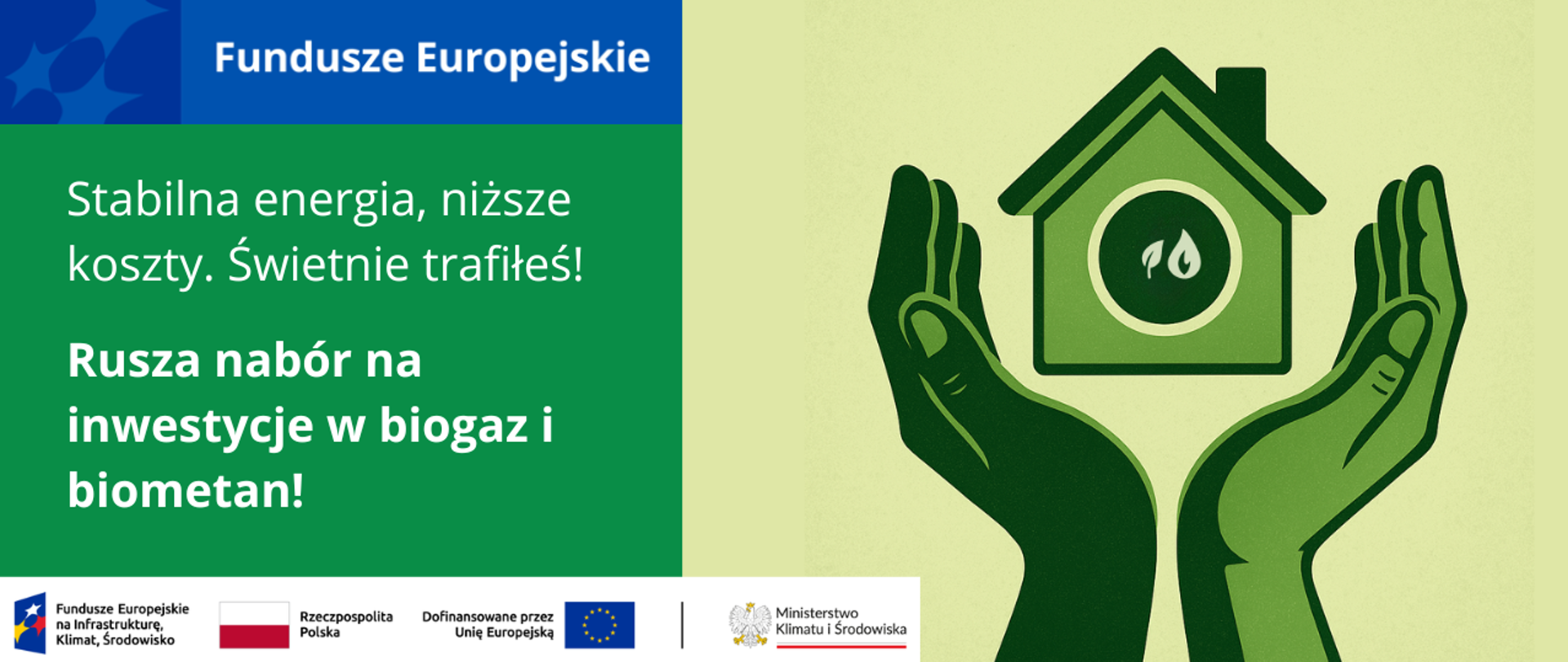 Futurystyczna wizja. Uniesione do góry ręce. Pomiędzy nimi lewitujący dom. 