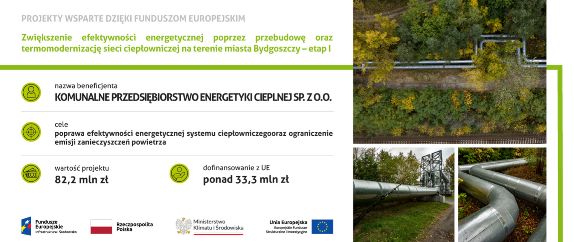 Zwiększenie efektywności energetycznej poprzez przebudowę oraz termomodernizację sieci ciepłowniczej na terenie miasta Bydgoszczy – etap I