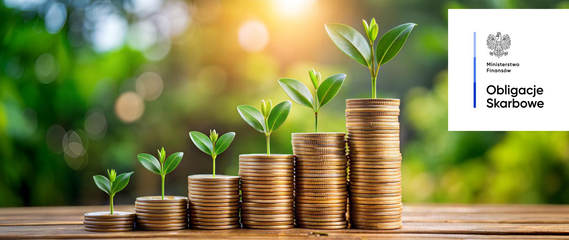 Monety, z których wyrastają rośliny. Ministerstwo Finansów, Obligacje Skarbowe.