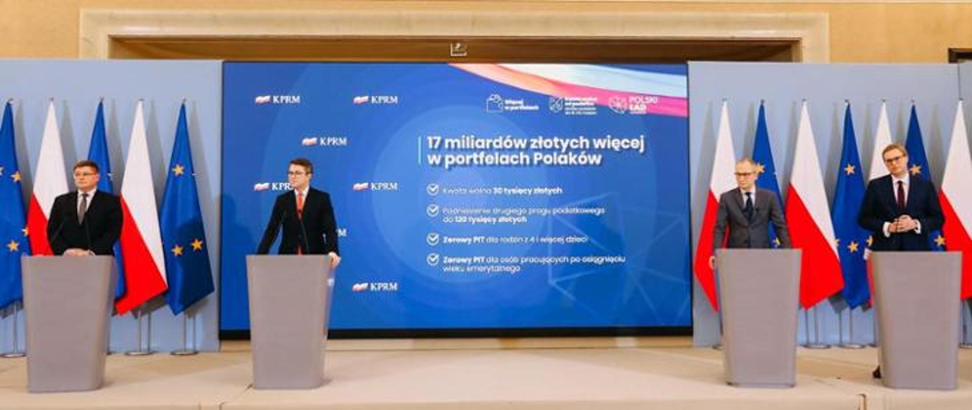 Konferencja rzecznika i ministrów dot. zmian podatkowych w Polskim Ładzie.