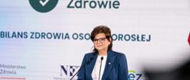 Zdjęcie z konferencji prasowej dotyczącej programu Moje Zdrowie – minister zdrowia Izabela Leszczyna.