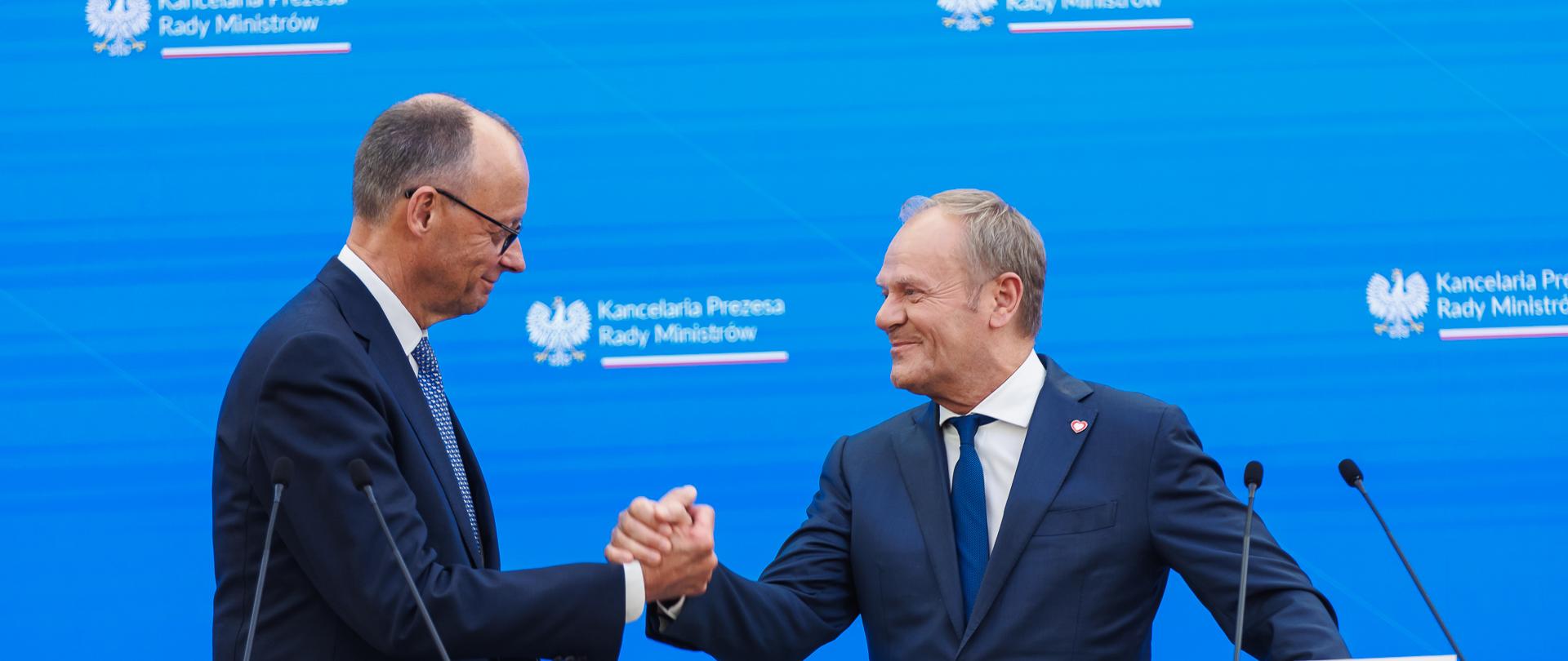 Premier Donald Tusk z kanclerzem Niemiec Friedrichem Merzem. 