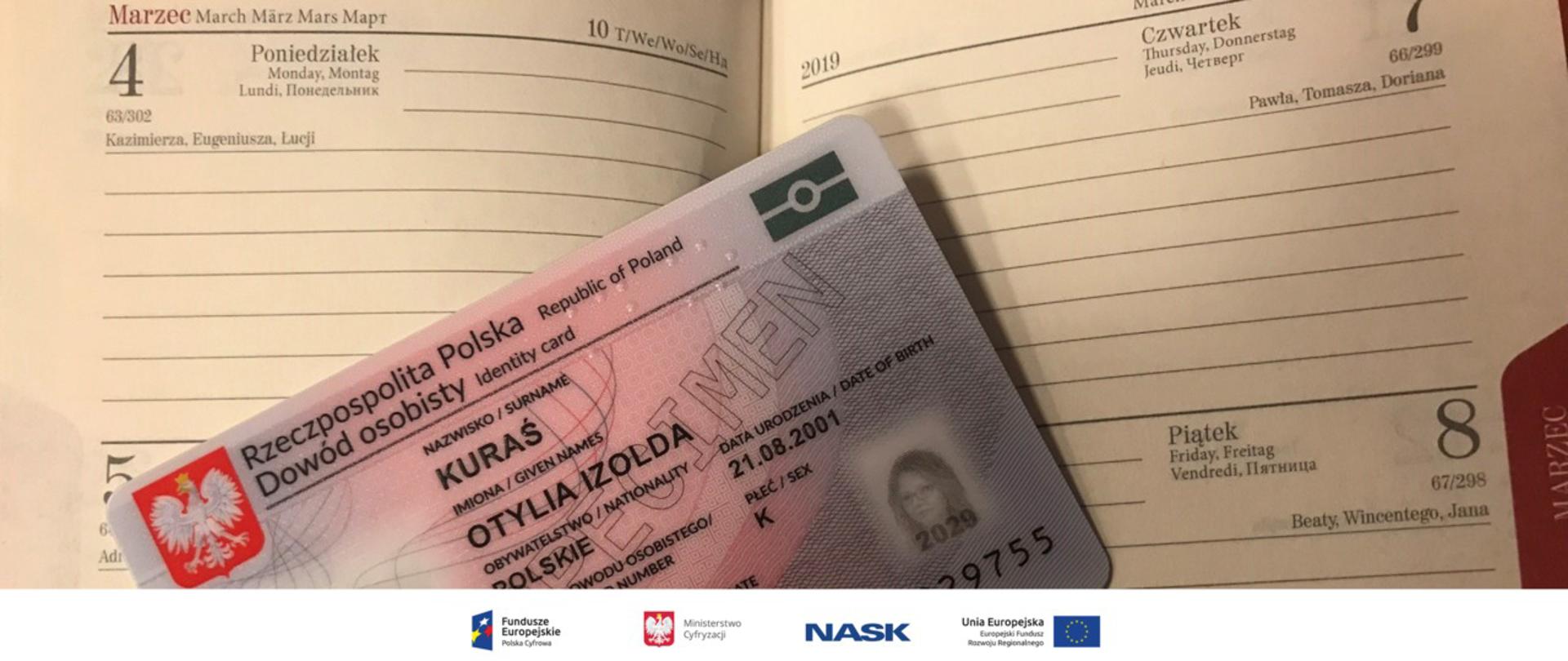 Edowód leżący na kalendarzu