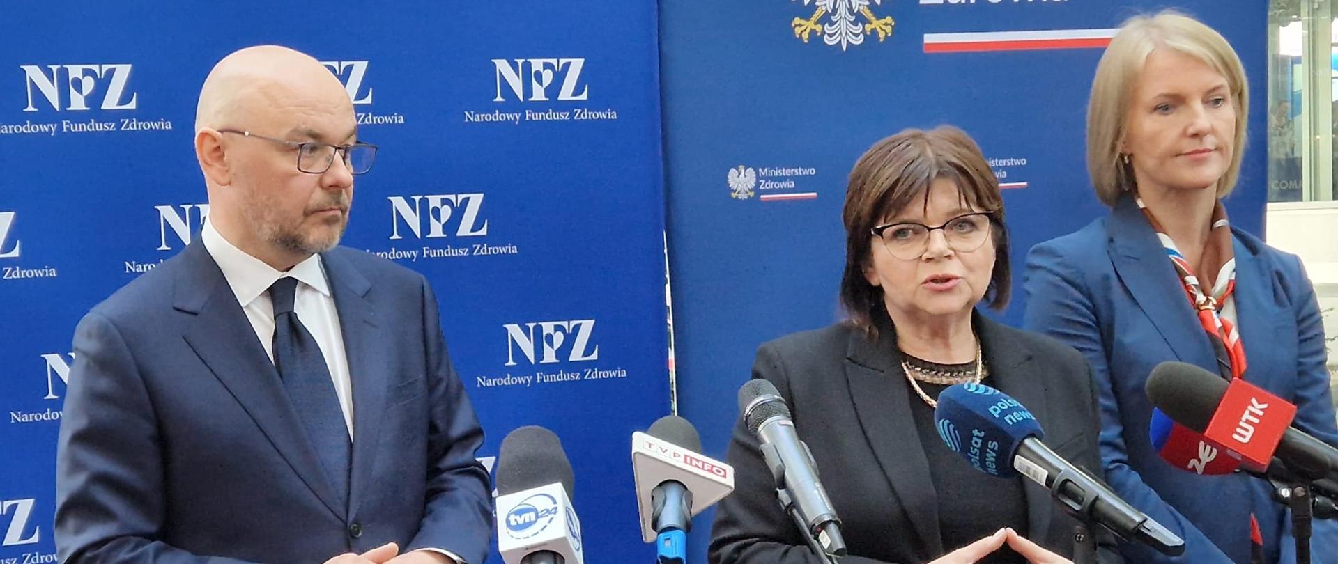 min. zdrowia Izabela Leszczyna podczas konferencji prasowej w Poznaniu