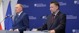 Briefing prasowy szefa MSWiA Marcina Kierwińskiego i wiceministra Czesława Mroczka