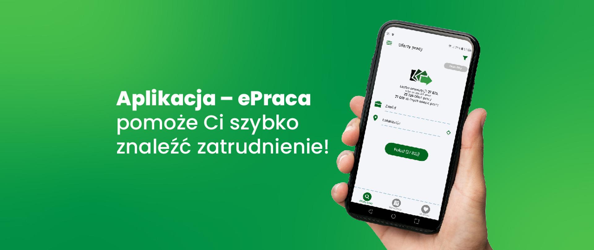 grafika w zielonej tonacji dot. aplikacji ePraca
