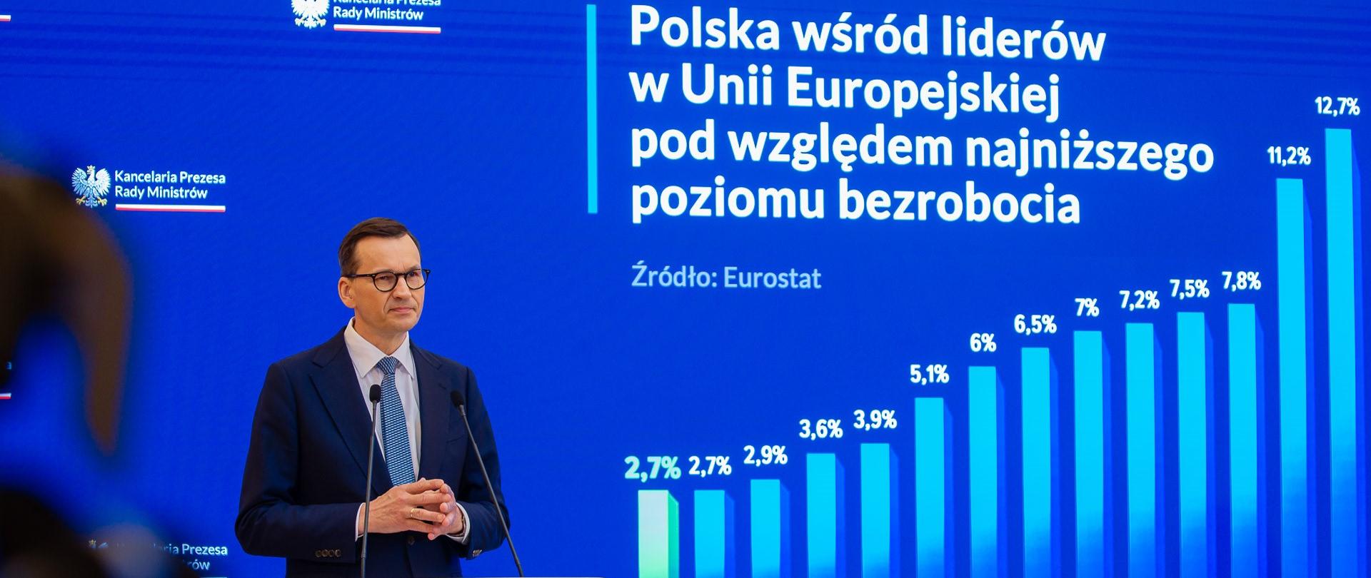 Premier Mateusz Morawiecki podczas konferencji prasowej po zakończonym posiedzeniu Rady Ministrów.