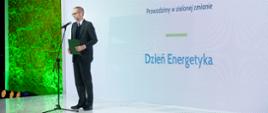 Wiceminister Adam Guibourgé-Czetwertyński podczas wręczenia honorowych odznak za zasługi dla energetyki