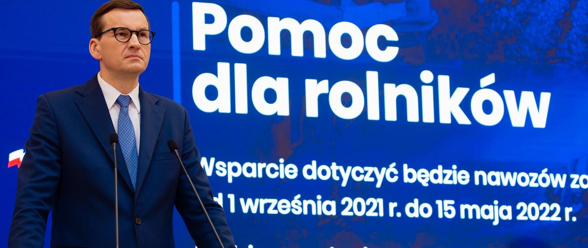 Premier Mateusz Morawiecki podczas konferencji prasowej