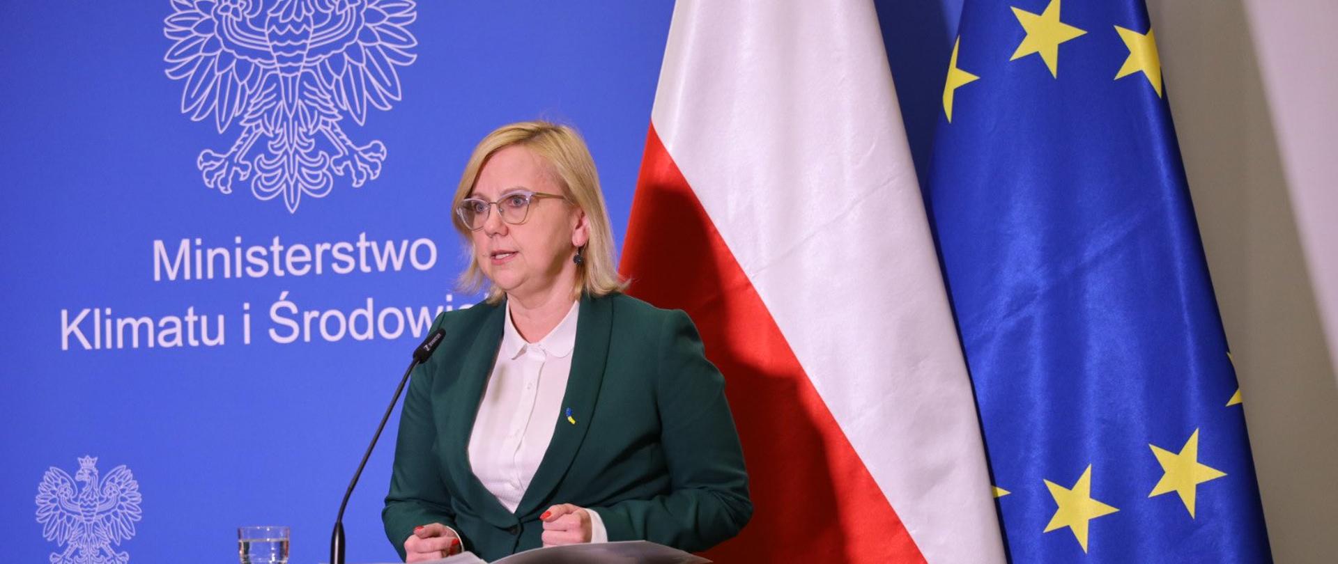 Minister Anna Moskwa podczas konferencji prasowej