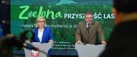 Konferencja prasowa Pauliny Hennig-Kloski, minister klimatu i środowiska i Witolda Kossa, dyrektora generalnego Lasów Państwowych