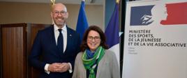 Na wspólnym zdjęciu minister sportu i turystyki Jakub Rutnicki i minister sportu, młodzieży i aktywności społecznych Marina Ferrari.