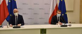 Minister klimatu i środowiska Michał Kurtyka i wiceminister klimatu i środowiska Jacek Ozdoba
