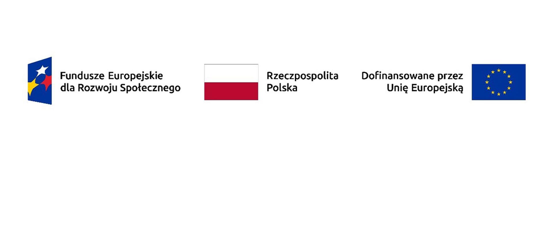 znak Funduszy Europejskich, znak barw Rzeczypospolitej Polskiej i znak Unii Europejskiej.