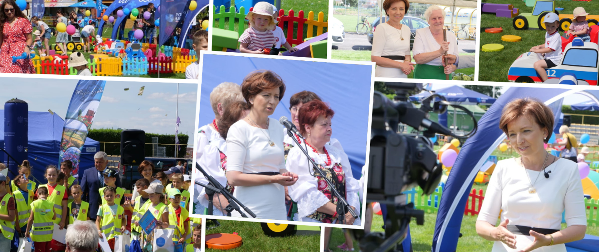 Kolaż zdjęć z pikniku rodzinnego w Miejskiej Górce