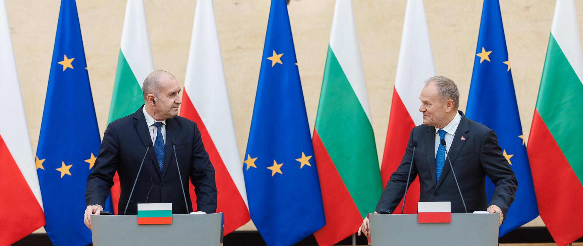 Premier Donald Tusk i Premier Bułgarii Rumen Radew