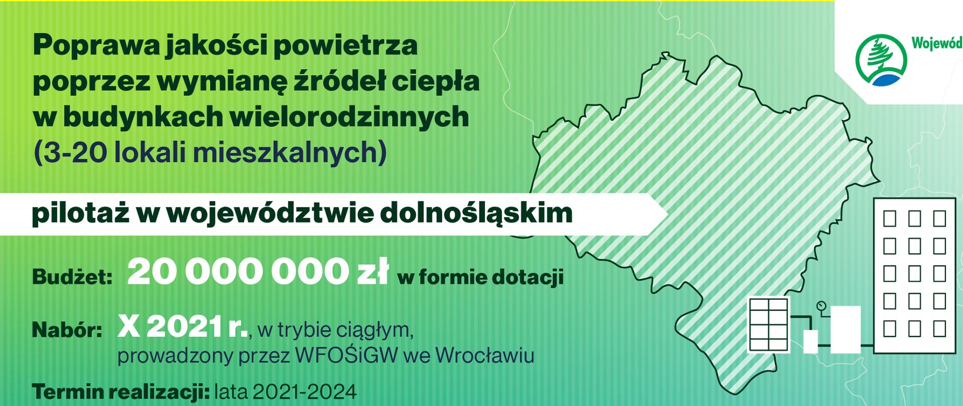 Grafika prezentuje tabelę przedstawiającą poziom dotacji w ramach pilotażu dla budynków wielorodzinnych