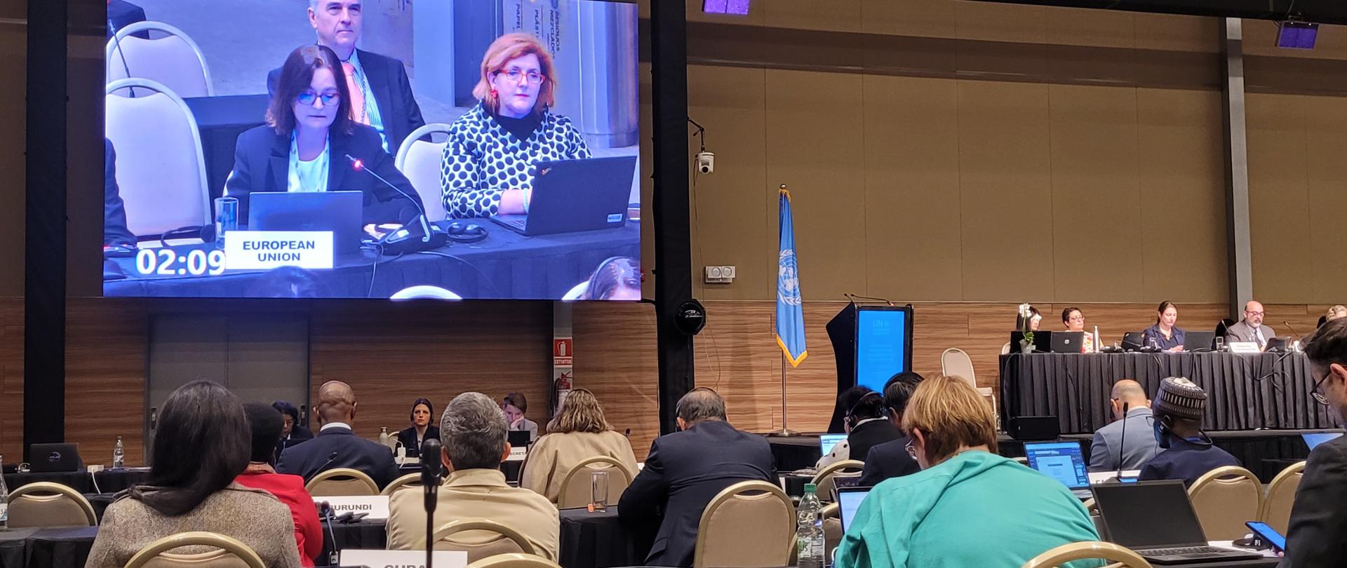 Wiceministra klimatu i środowiska Anita Sowińska w trakcie Międzyrządowego Spotkania Wysokiego Szczebla, które odbyło się w 20 czerwca 2025 r. w Punta del Este w Urugwaju