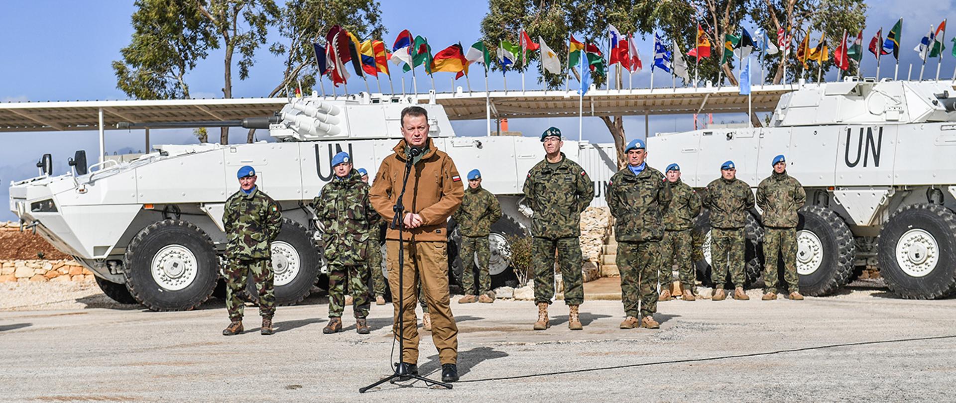 Minister M.Błaszczak przemawia w PKW UNIFIL