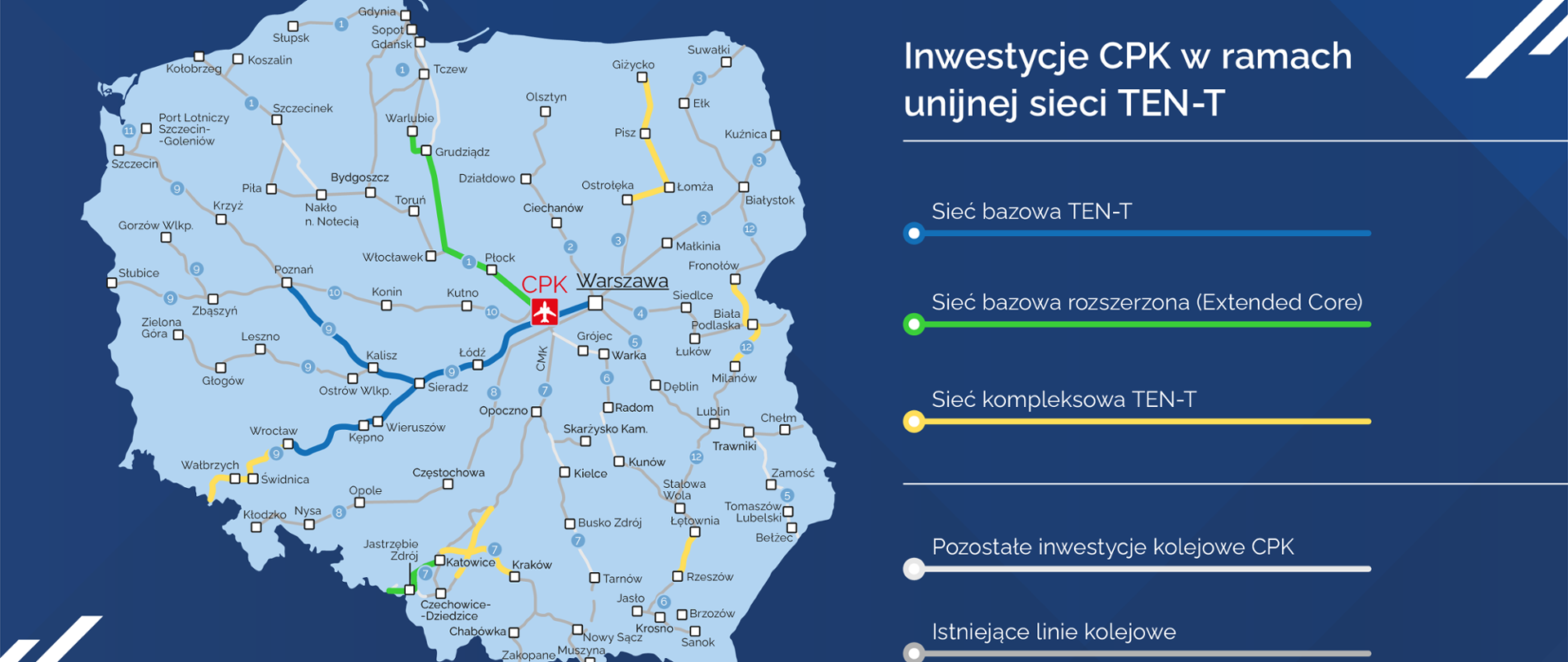 mapa z zaznaczonymi liniami kolejowymi