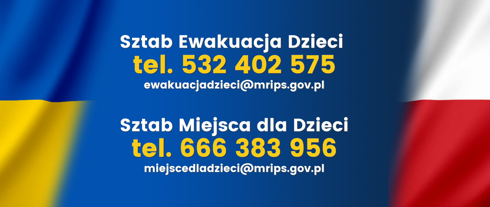 Numery telefonów do sztabu ewakuacji dzieci oraz miejsc dla dzieci