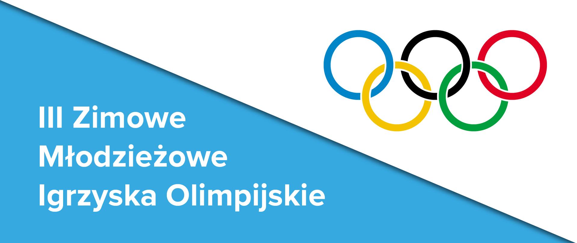 Grafika informująca o sukcesie na III Młodzieżowych Igrzyskach Olimpijskich. Logo Igrzysk Olimpijskich na białym tle w prawym górnym rogu.