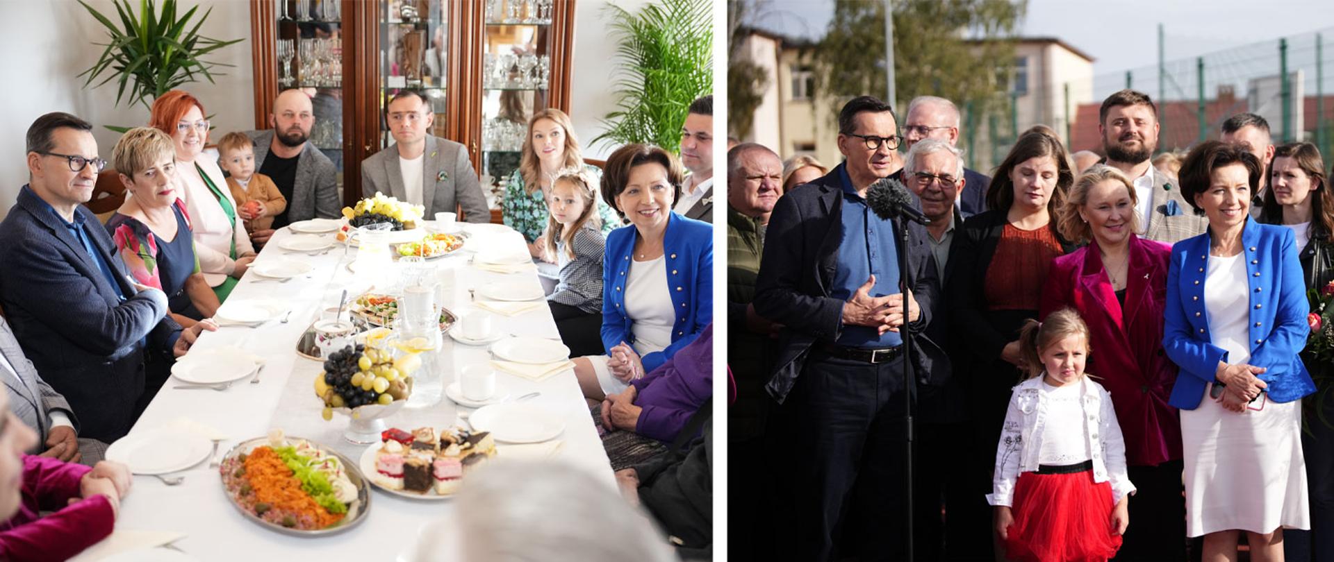 Premier Mateusz Morawiecki i Minister Marlena Maląg podczas wizyty w Wielkopolsce