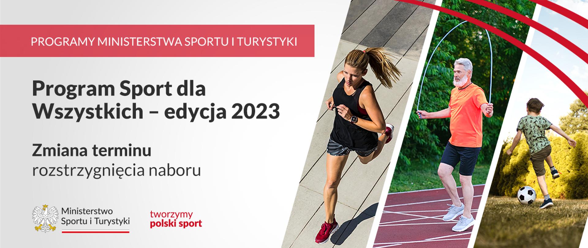 Grafika z aktywnymi ludźmi - biegnącą kobietą, mężczyzną skaczącym na skakance, dzieckiem z piłką nożną