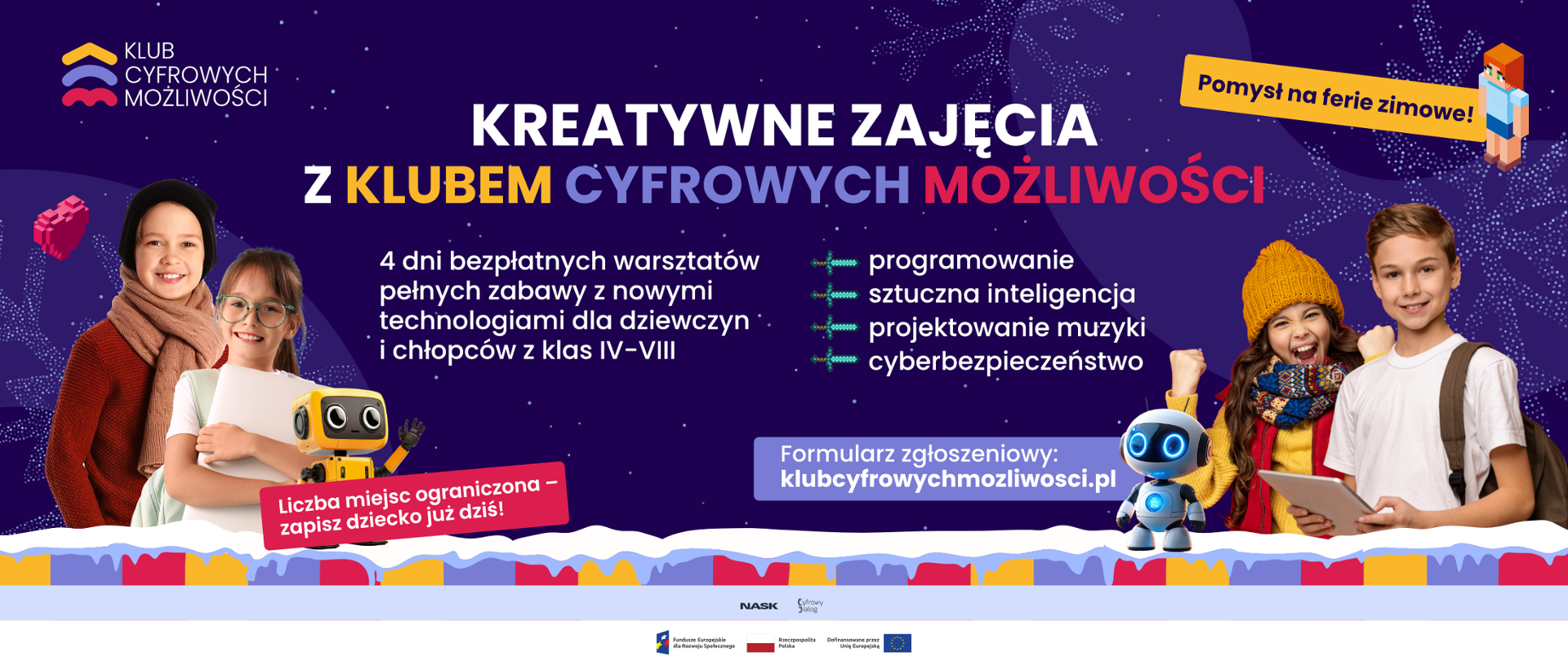 Ferie z Klubem Cyfrowych Możliwości – zapisy na bezpłatne zajęcia już trwają