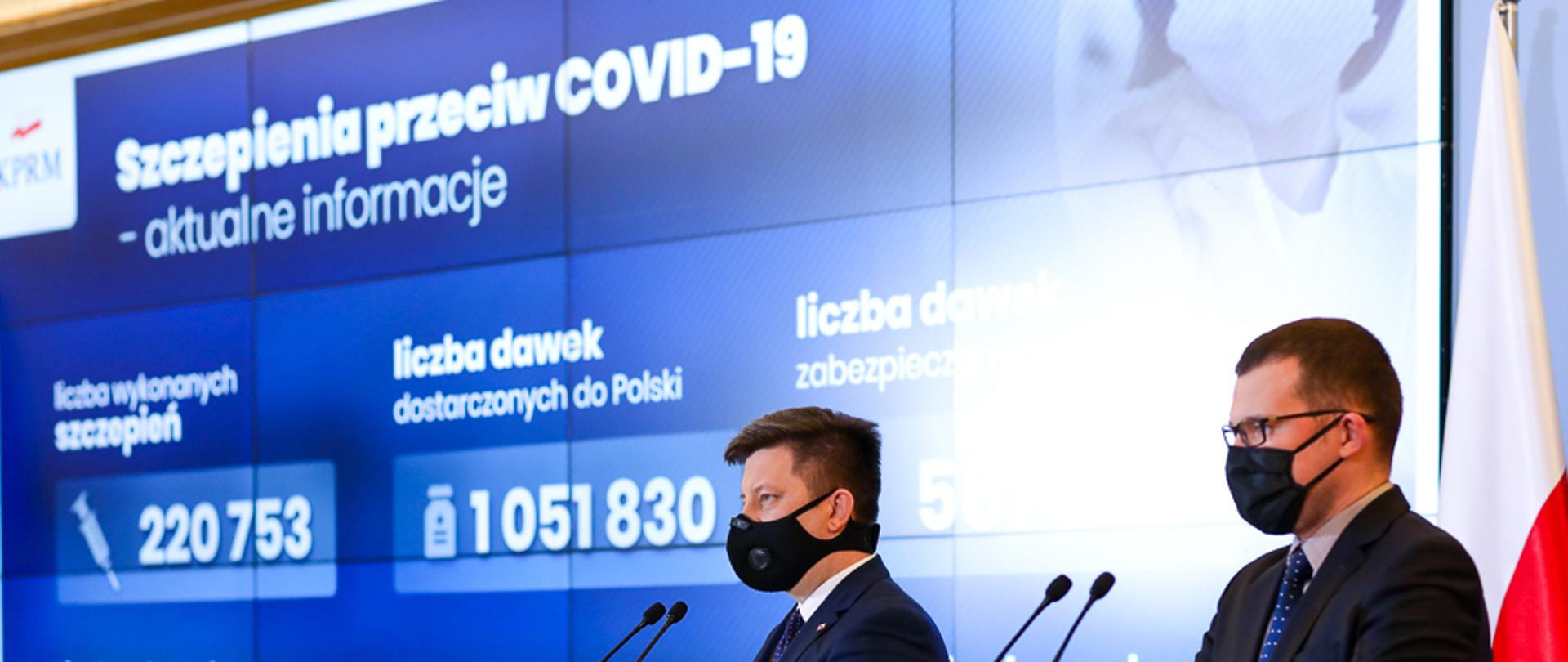 Minister Michał Dworczyk i wiceminister Paweł Szefernaker podczas konferencji.
