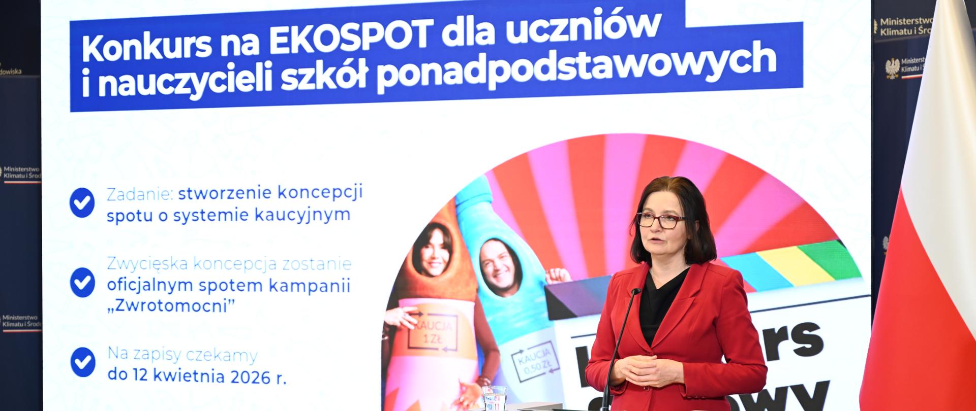 Wiceministra Anita Sowińska podczas konferencji prasowej