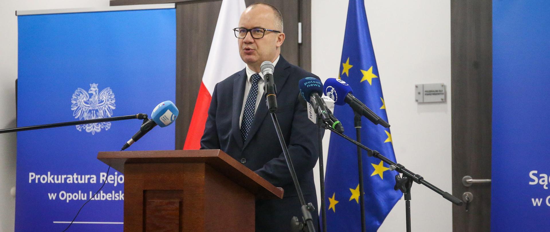 Opole Lubelskie, 27.11.2024. Minister sprawiedliwoci Adam Bodnar na otwarciu nowego budynku S¹du Rejonowego i Prokuratury Rejonowej w Opolu Lubelskim, 27 bm. (aldg) PAP/Wojciech Szubartowski
