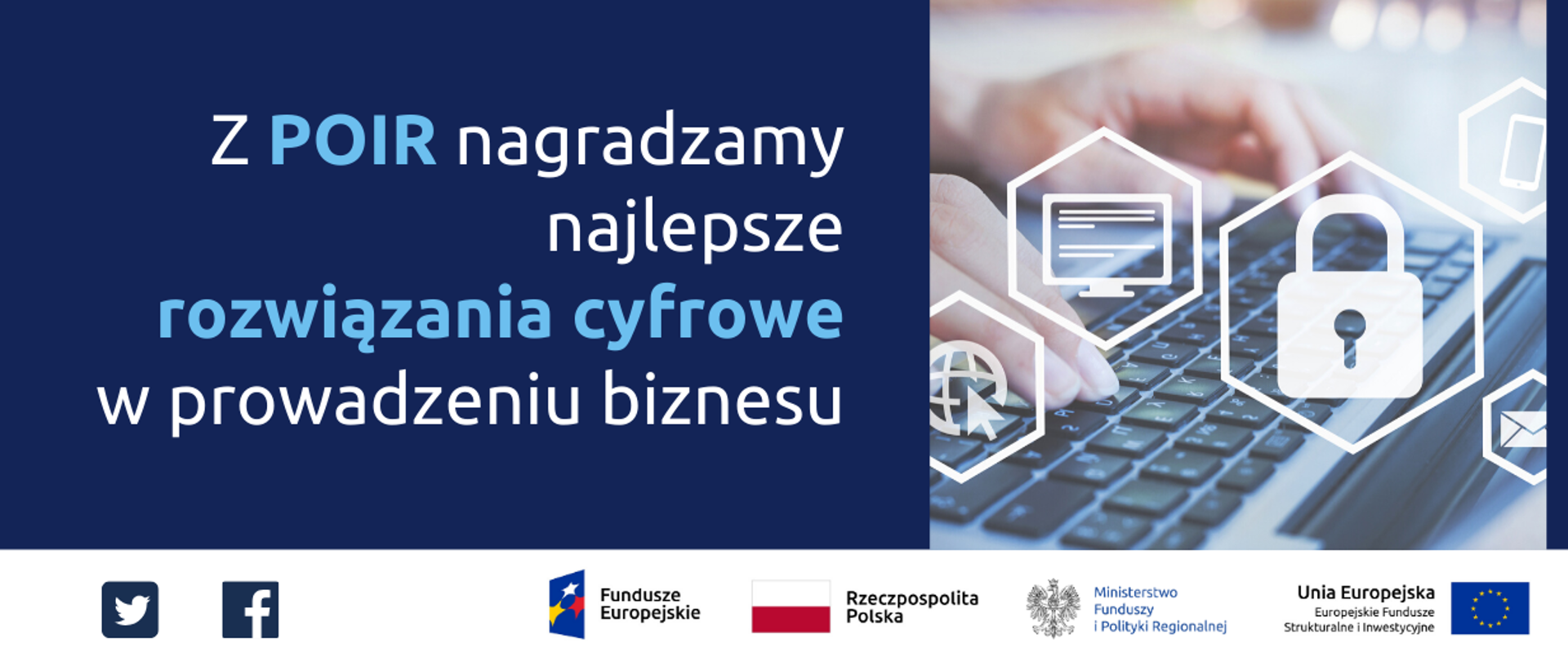 Na grafice napis - Z POIR nagradzamy najlepsze rozwiązania cyfrowe w prowadzeniu biznesu