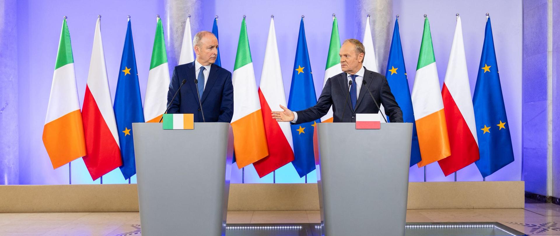 Premier Donald Tusk spotkał się w Warszawie z szefem irlandzkiego rządu Micheálem Martinem